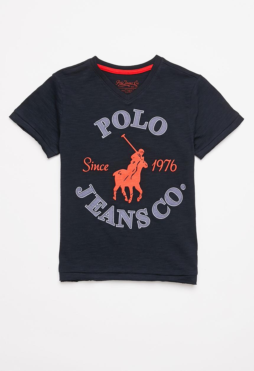 POLO - Boys pjc sebastian printed V-neck tee - navy