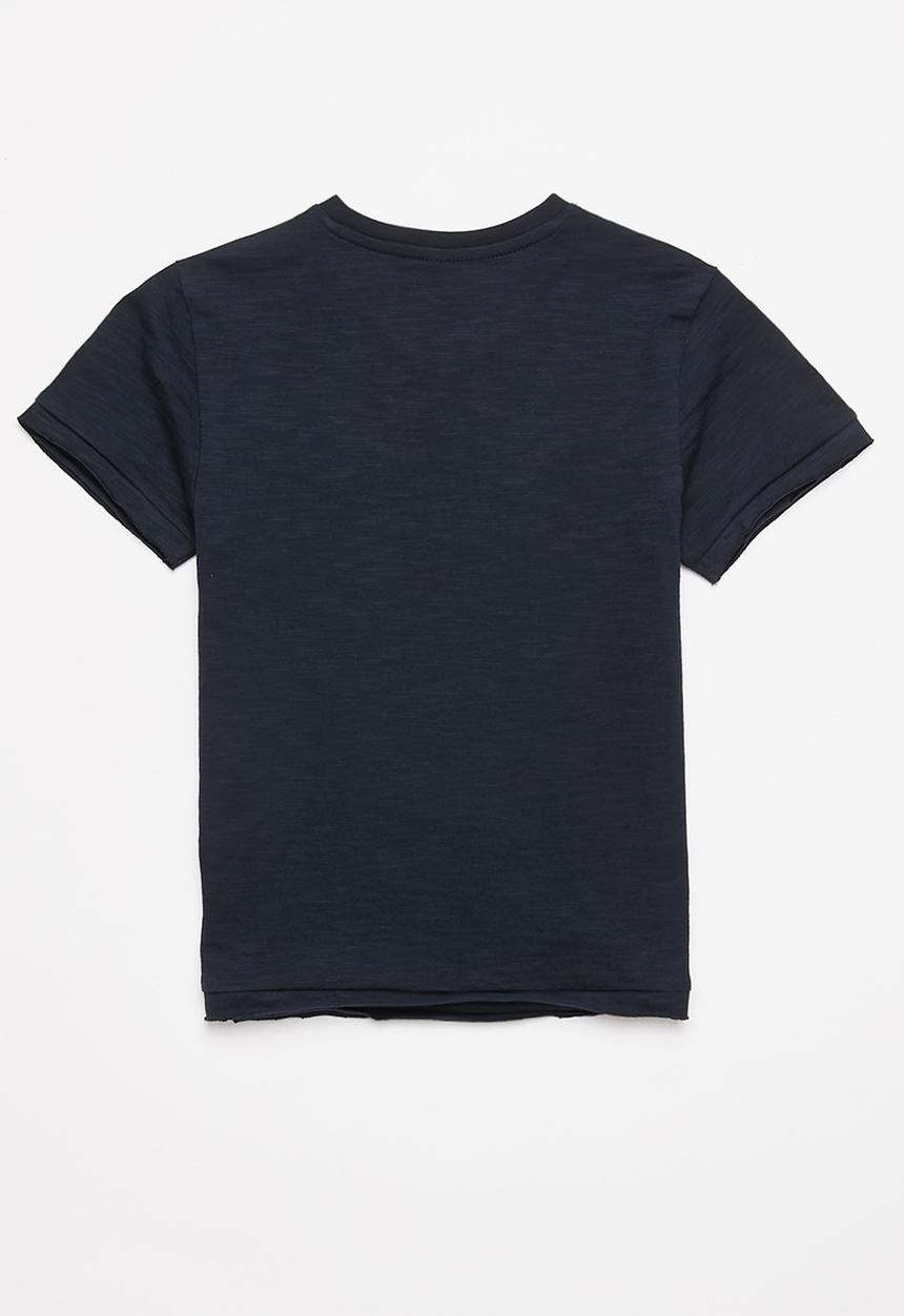 POLO - Boys pjc sebastian printed V-neck tee - navy