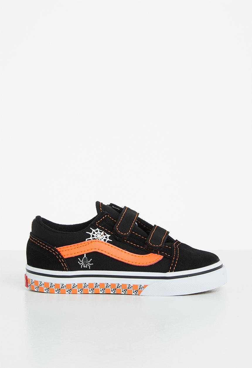 Vans - Td old skool v - (glow checkerboard web) black/orange tiger