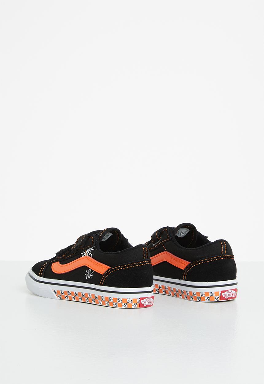 Vans - Td old skool v - (glow checkerboard web) black/orange tiger