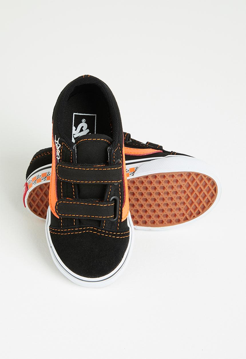 Vans - Td old skool v - (glow checkerboard web) black/orange tiger
