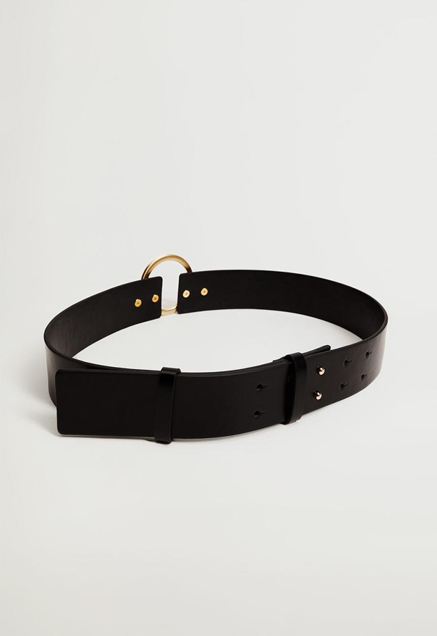MANGO - Rounded buckle belt - black