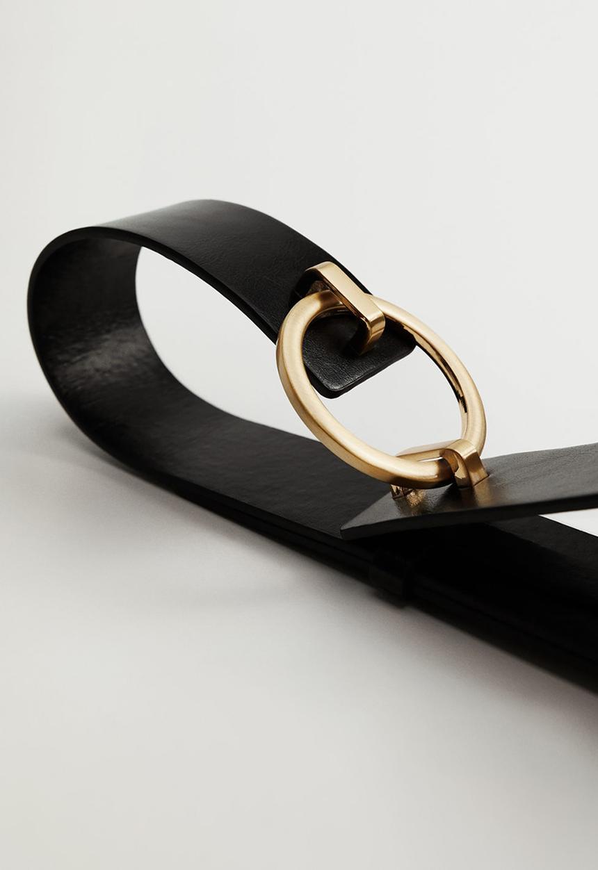MANGO - Rounded buckle belt - black
