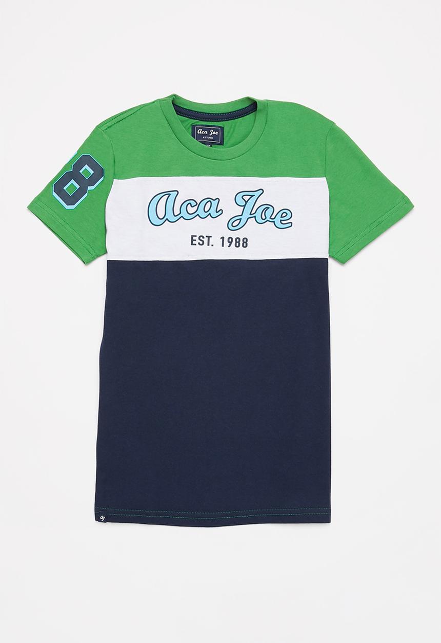 Aca Joe - Boys aca joe hs & flat print T-shirt - navy & green
