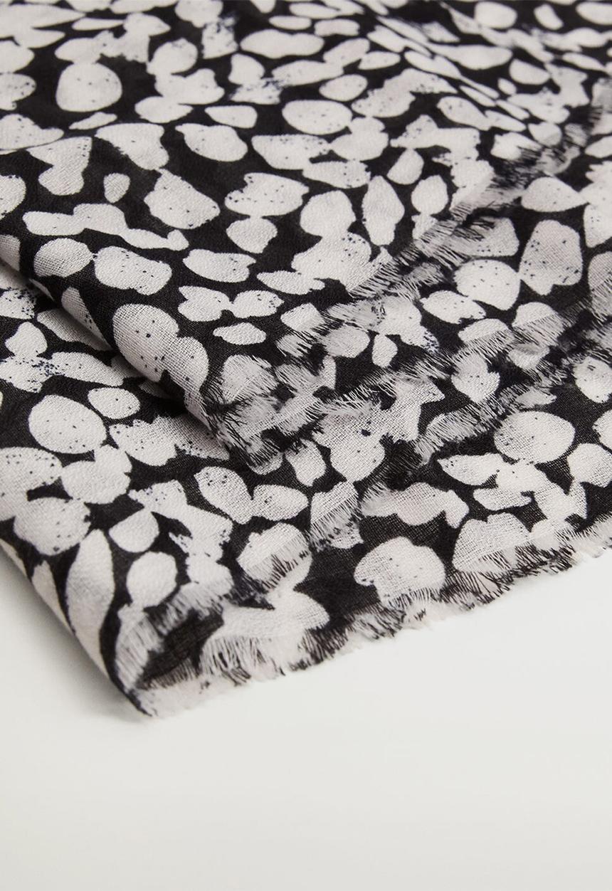 MANGO - Frayed edge scarf - black