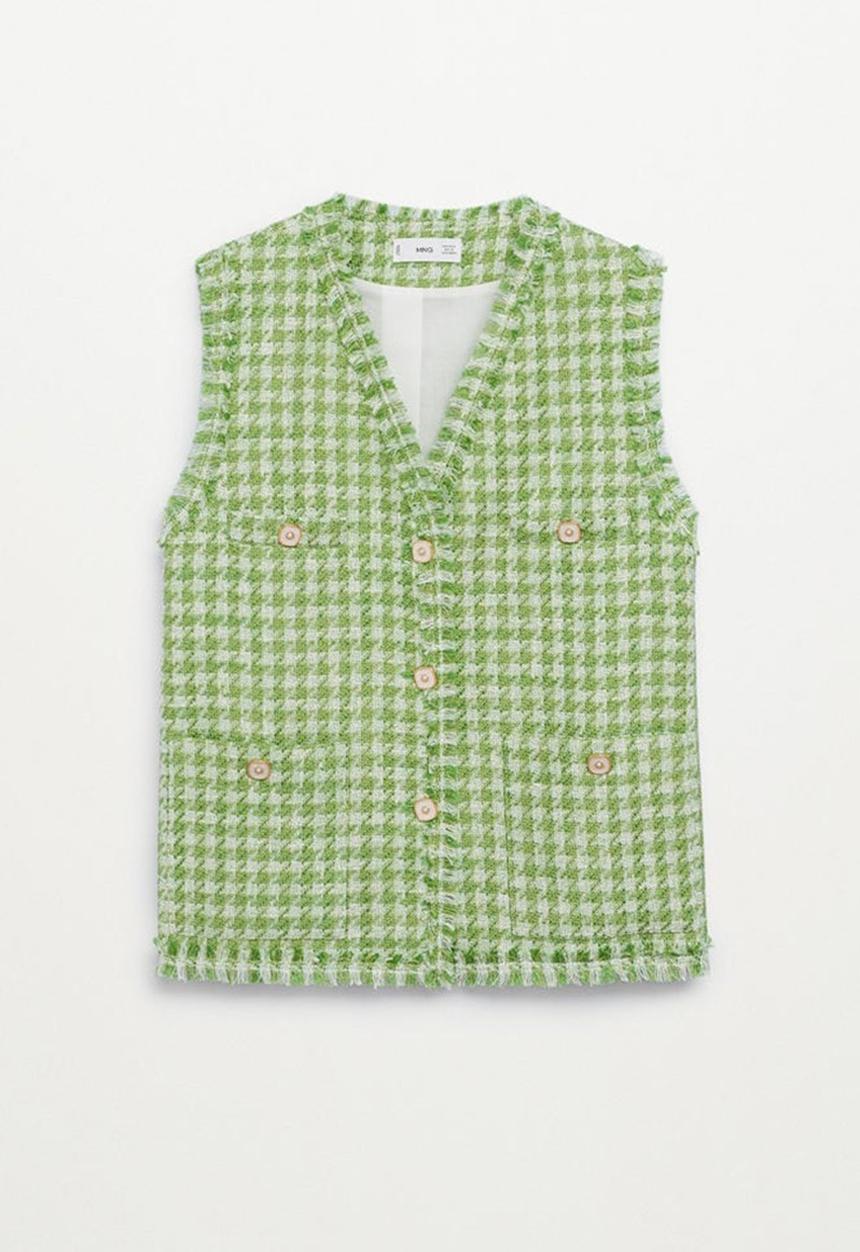 MANGO - Waistcoat elsa - green