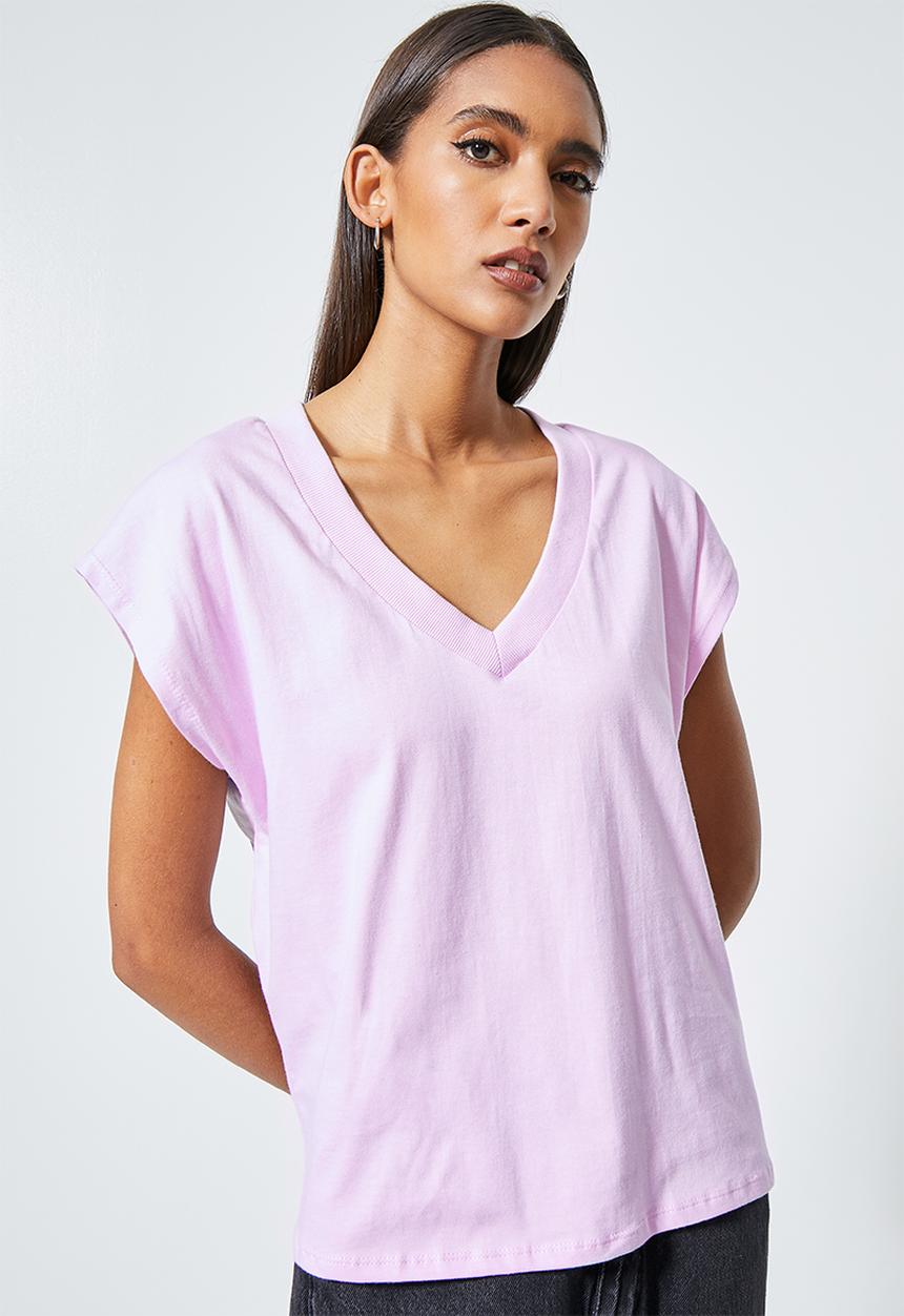 Superbalist - V neck relaxed tee - lilac