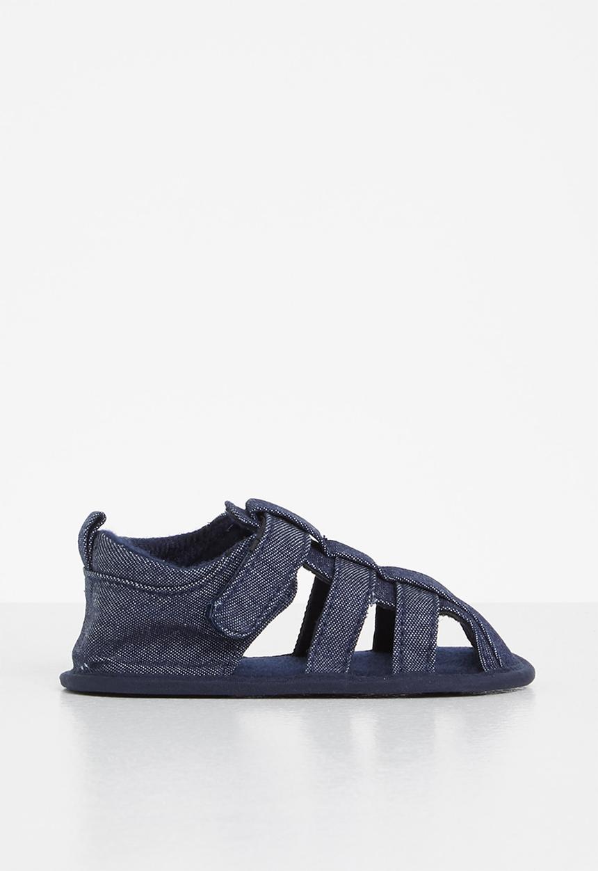 Pop Candy - Baby boys denim caged sandal - blue
