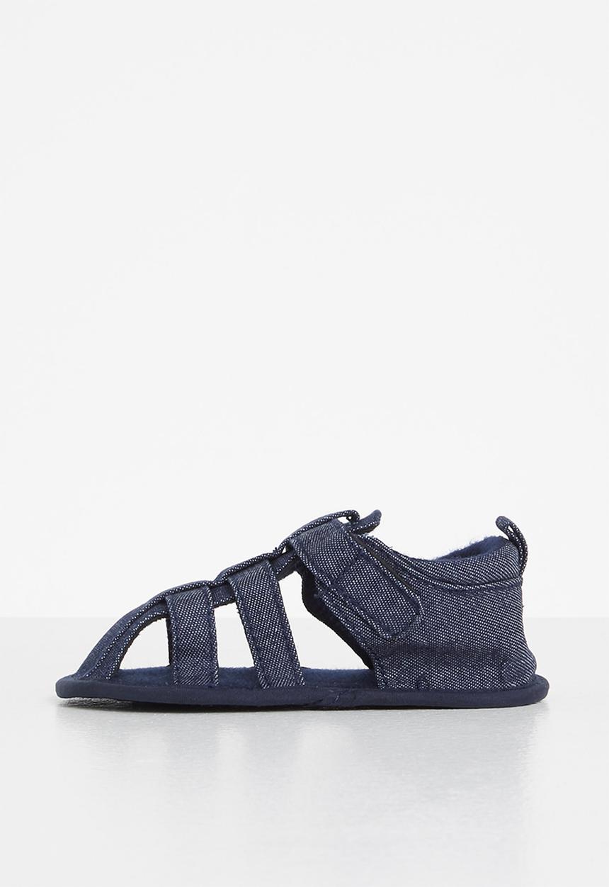 Pop Candy - Baby boys denim caged sandal - blue
