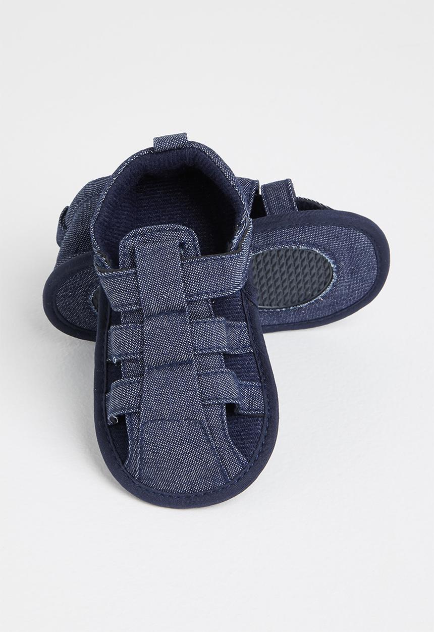 Pop Candy - Baby boys denim caged sandal - blue