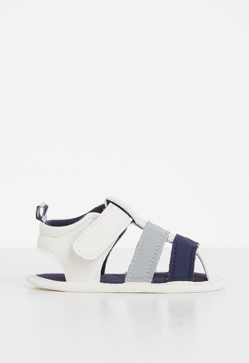 Pop Candy - Baby boys caged sandal - white/navy