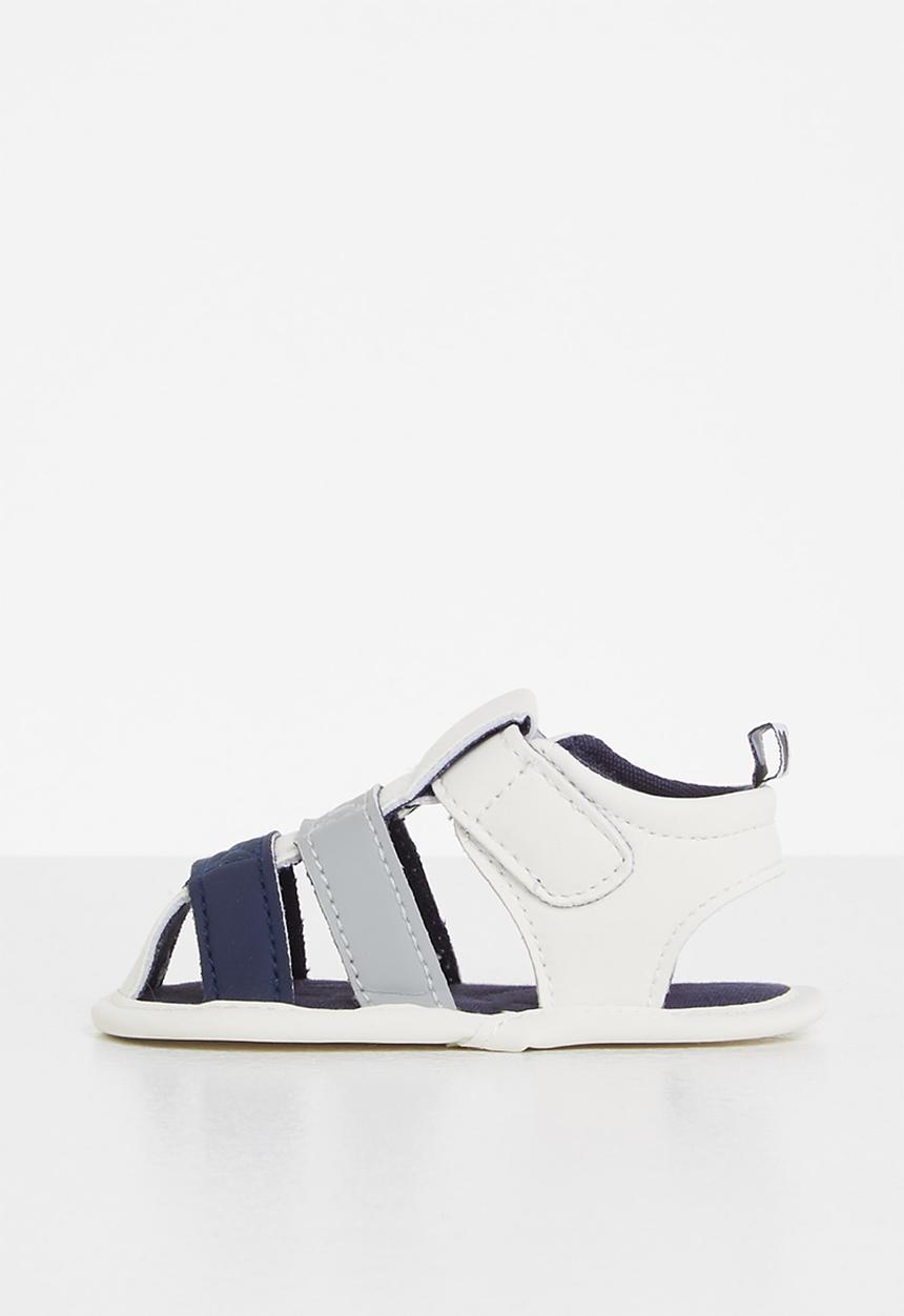 Pop Candy - Baby boys caged sandal - white/navy