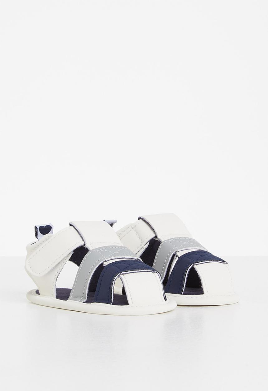Pop Candy - Baby boys caged sandal - white/navy