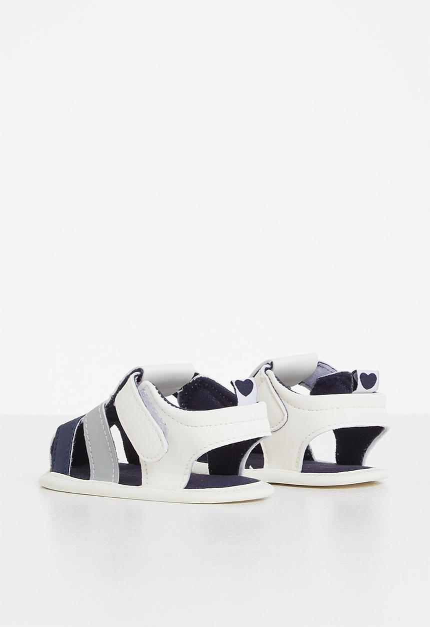 Pop Candy - Baby boys caged sandal - white/navy