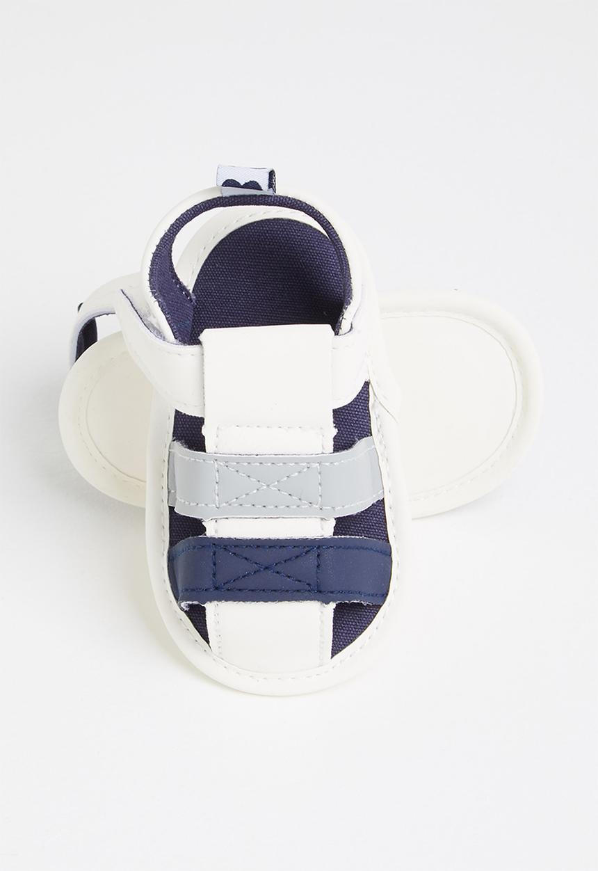 Pop Candy - Baby boys caged sandal - white/navy