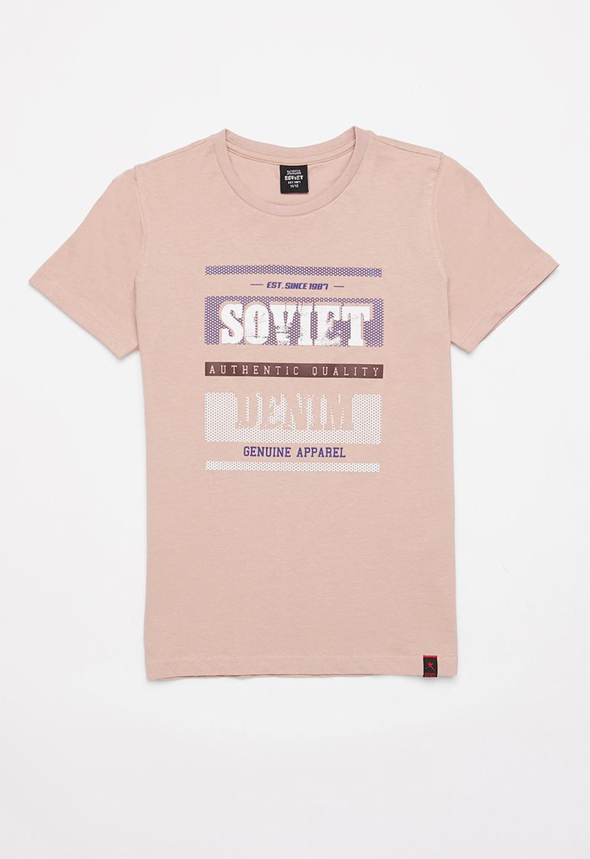 SOVIET - B firmino boys short sleeve logo tee - salmon