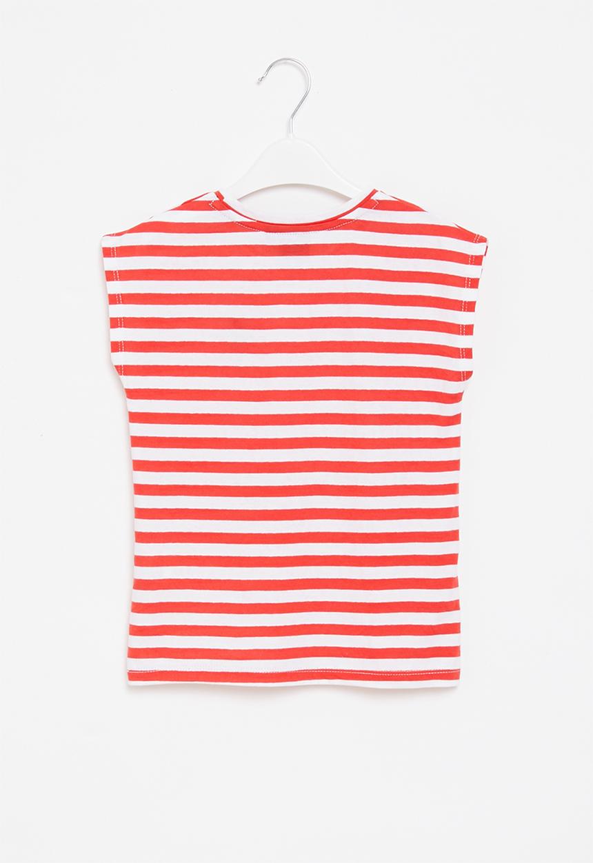 POLO - Girls paige striped tee - red & white 