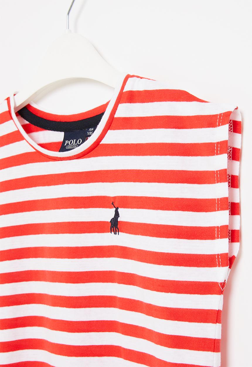 POLO - Girls paige striped tee - red & white 