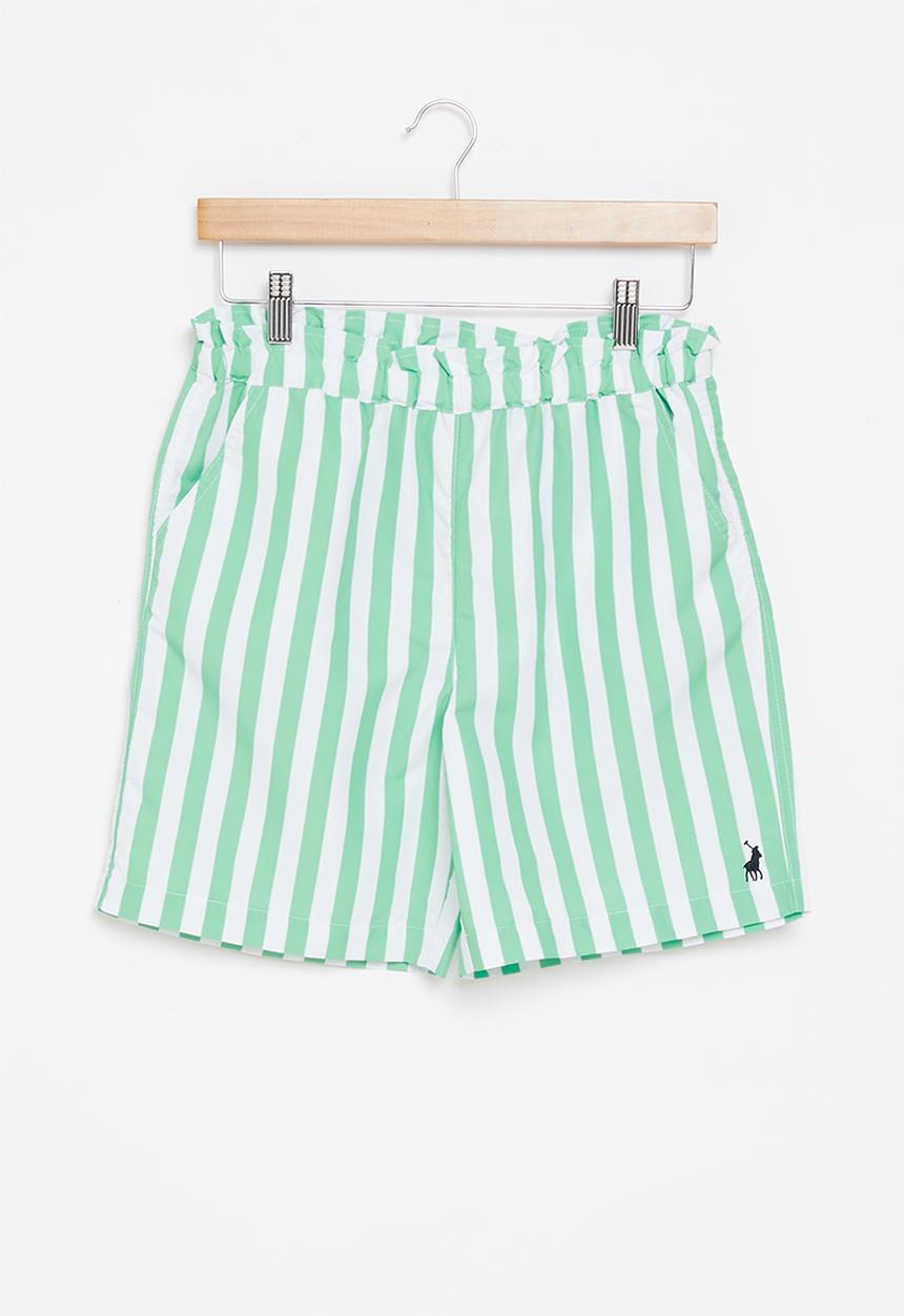 POLO - Girls hannah striped short - green & white 