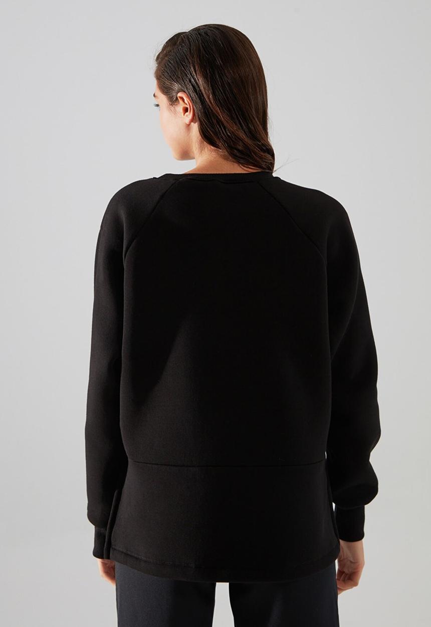 Trendyol - Knitted raised sweatshirt with side slits - black