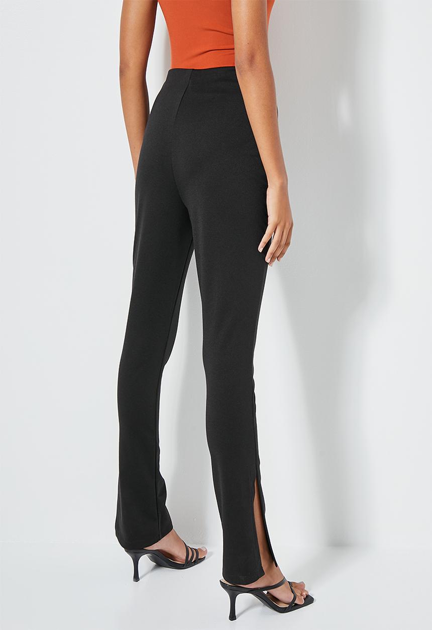 VELVET - Pull on tregging with side slit - black
