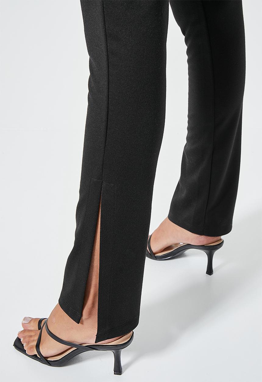 VELVET - Pull on tregging with side slit - black