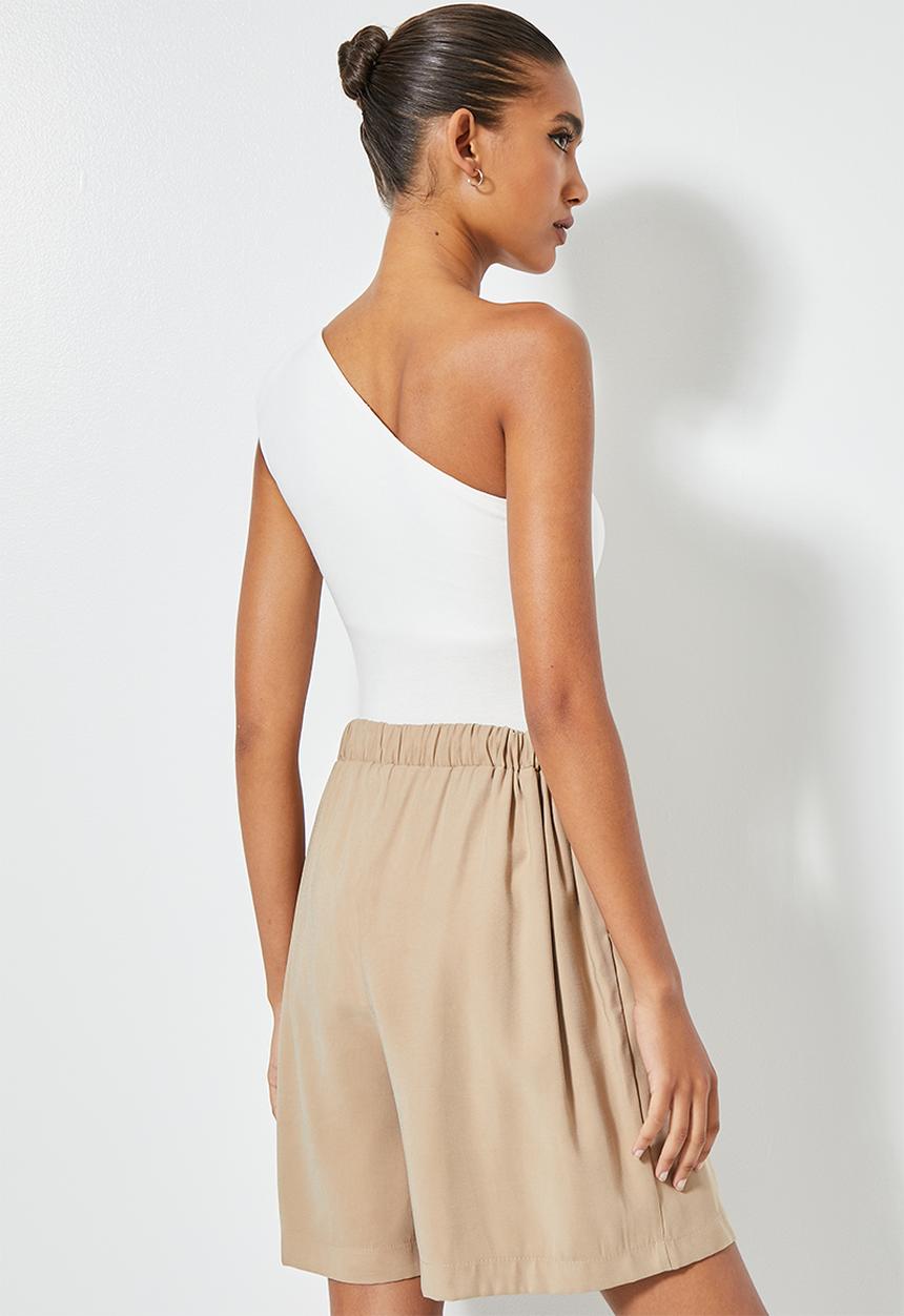 VELVET - Assym cut out bodysuit - milk