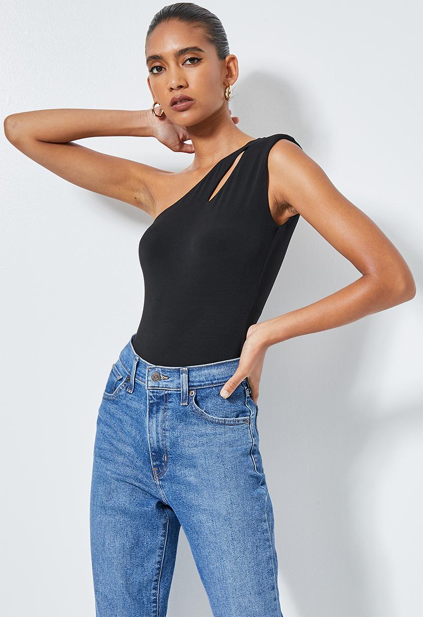 VELVET - Assym cut out bodysuit - black