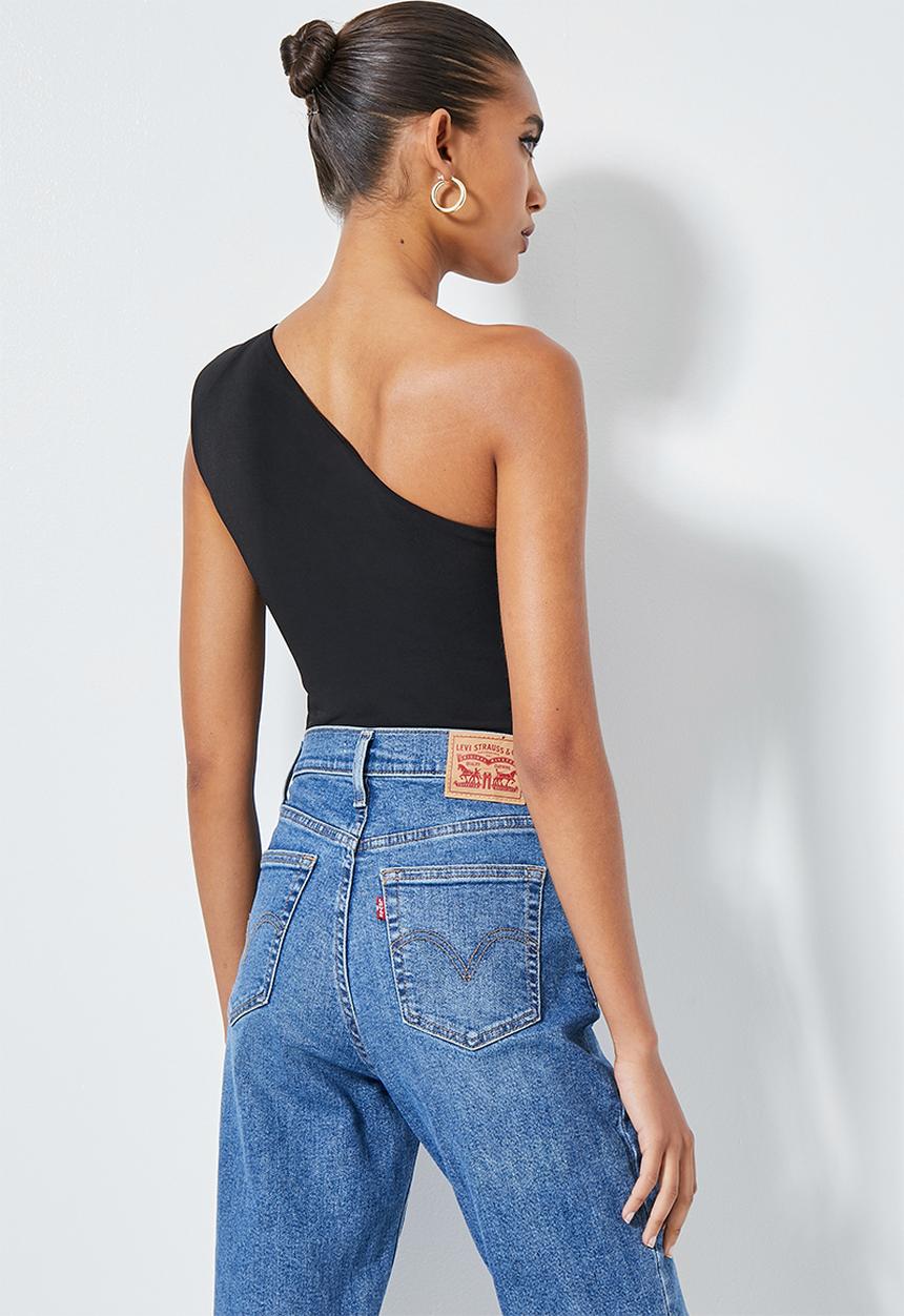 VELVET - Assym cut out bodysuit - black