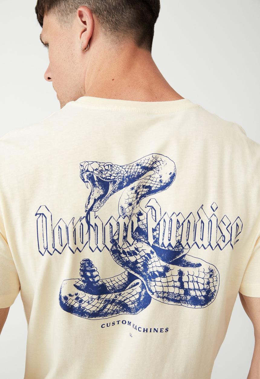 Cotton On - Tbar moto t-shirt- cream puff & custom machines