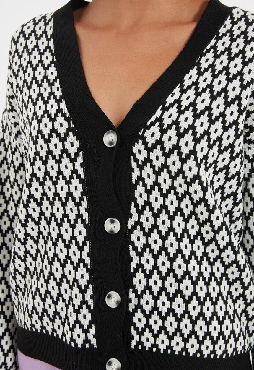 Trendyol - Jacquard knit cardigan - black