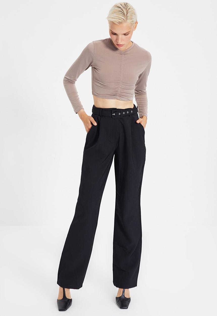 Trendyol - Belted trousers - black