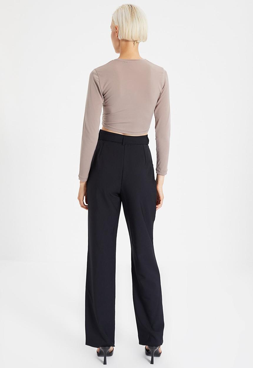 Trendyol - Belted trousers - black