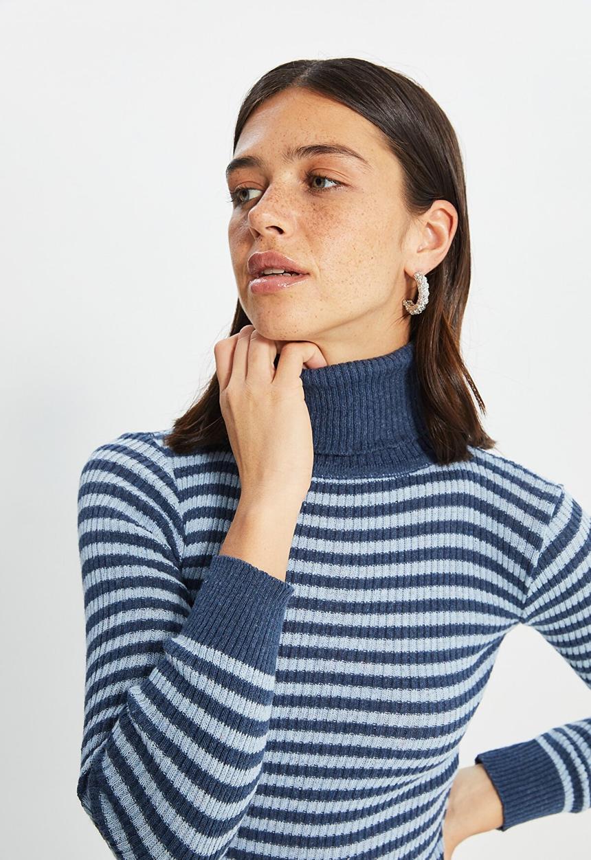 Trendyol - Striped knit sweater - indigo
