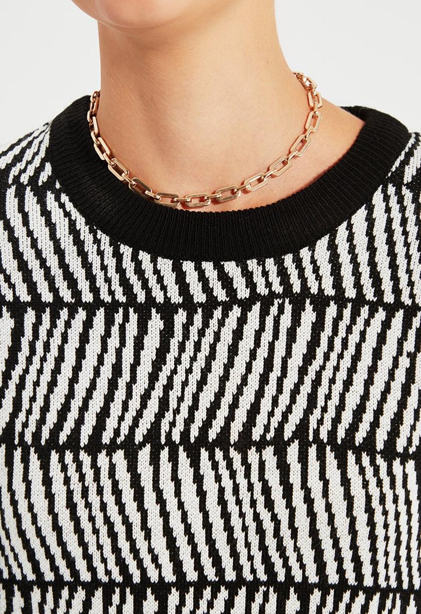 Trendyol - Print knit sweater - black & white