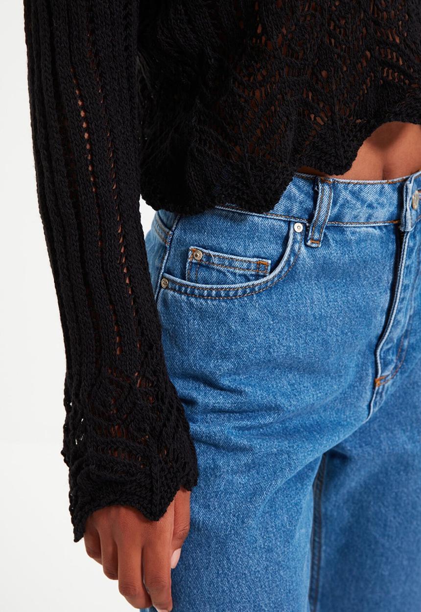 Trendyol - Openwork knit top - black