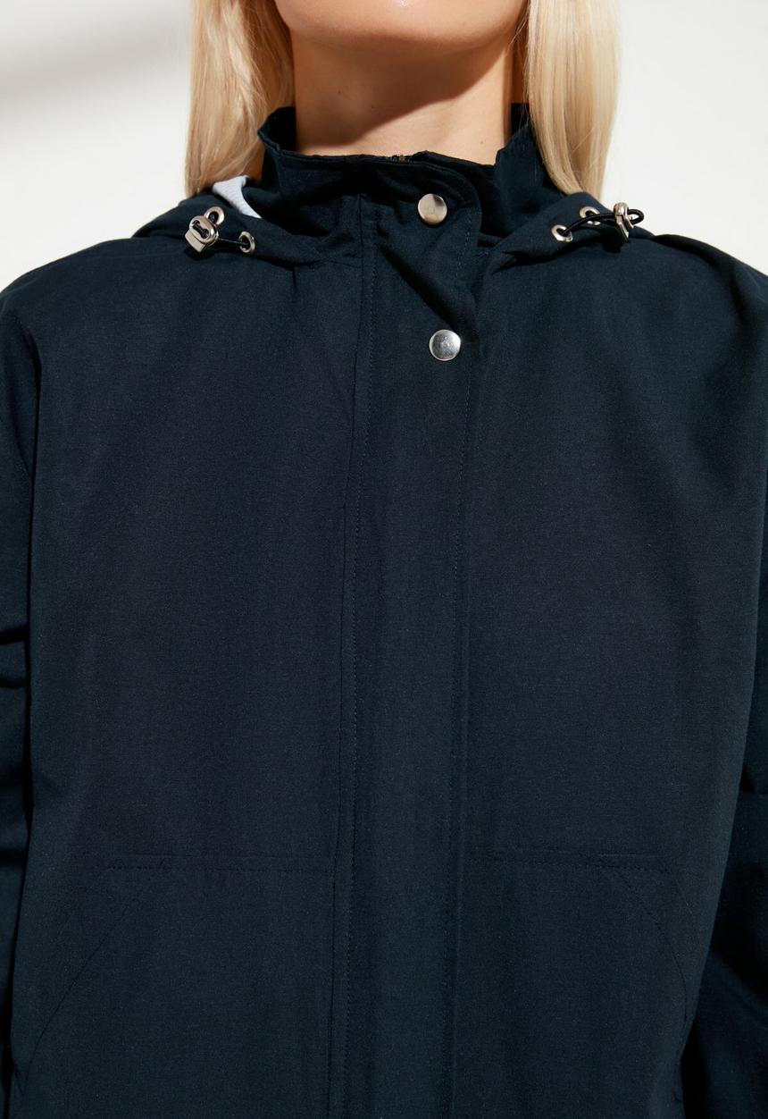 Trendyol - Oversized hooded zipper detailed jacket - navy