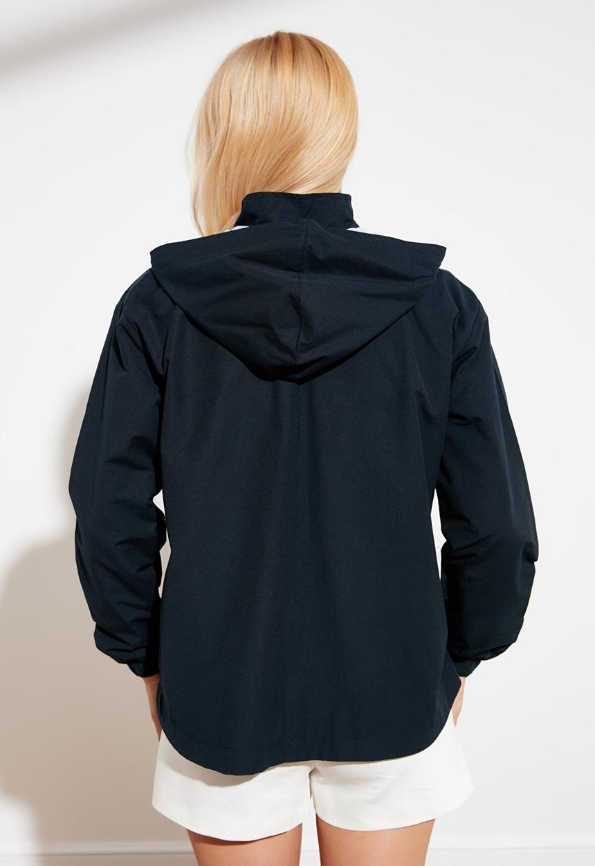Trendyol - Oversized hooded zipper detailed jacket - navy