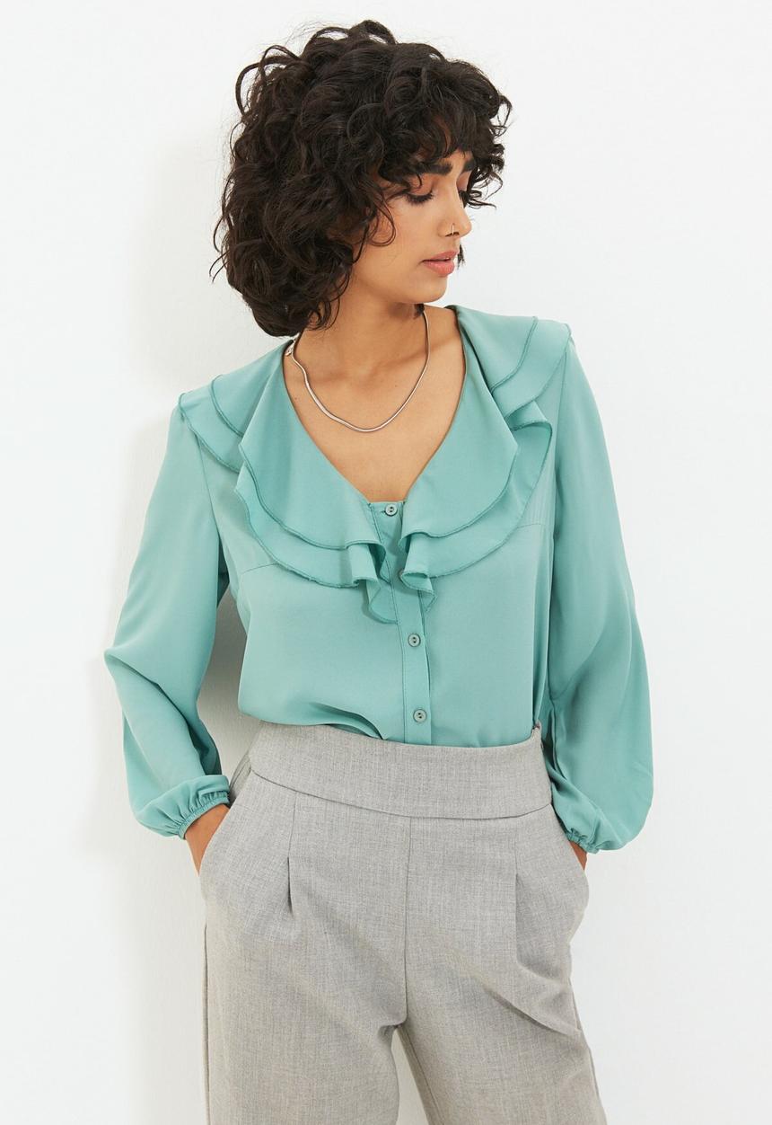 Trendyol - Ruffle shirt - mint