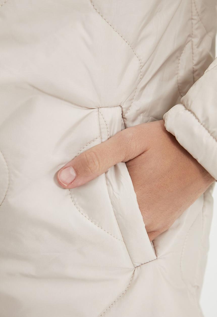Trendyol - Buttoned quilted long length jacket  - stone