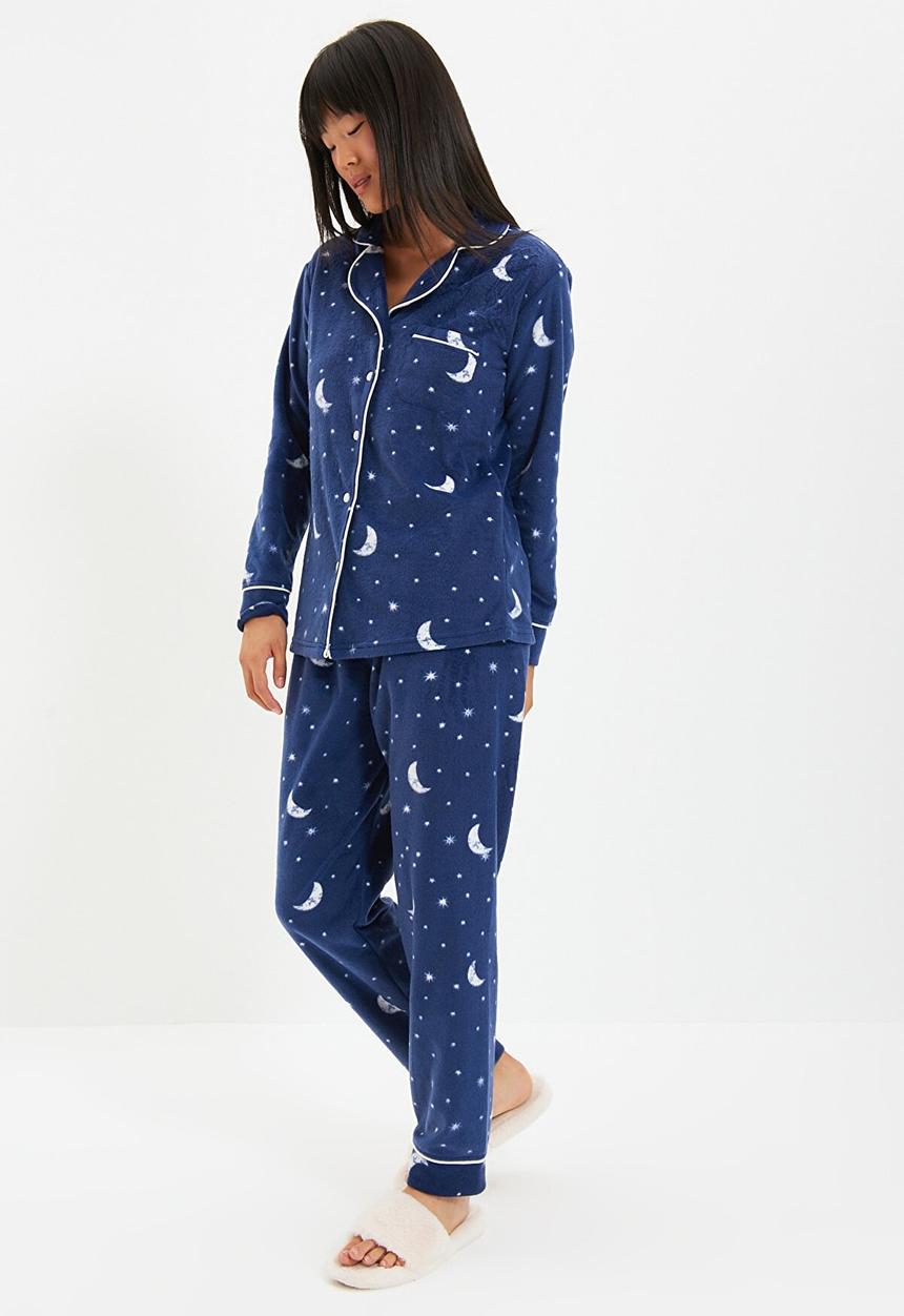 Trendyol - Moon pattern knitted pajama set - navy