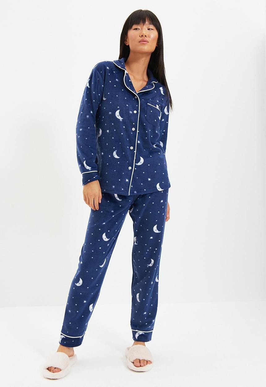 Trendyol - Moon pattern knitted pajama set - navy