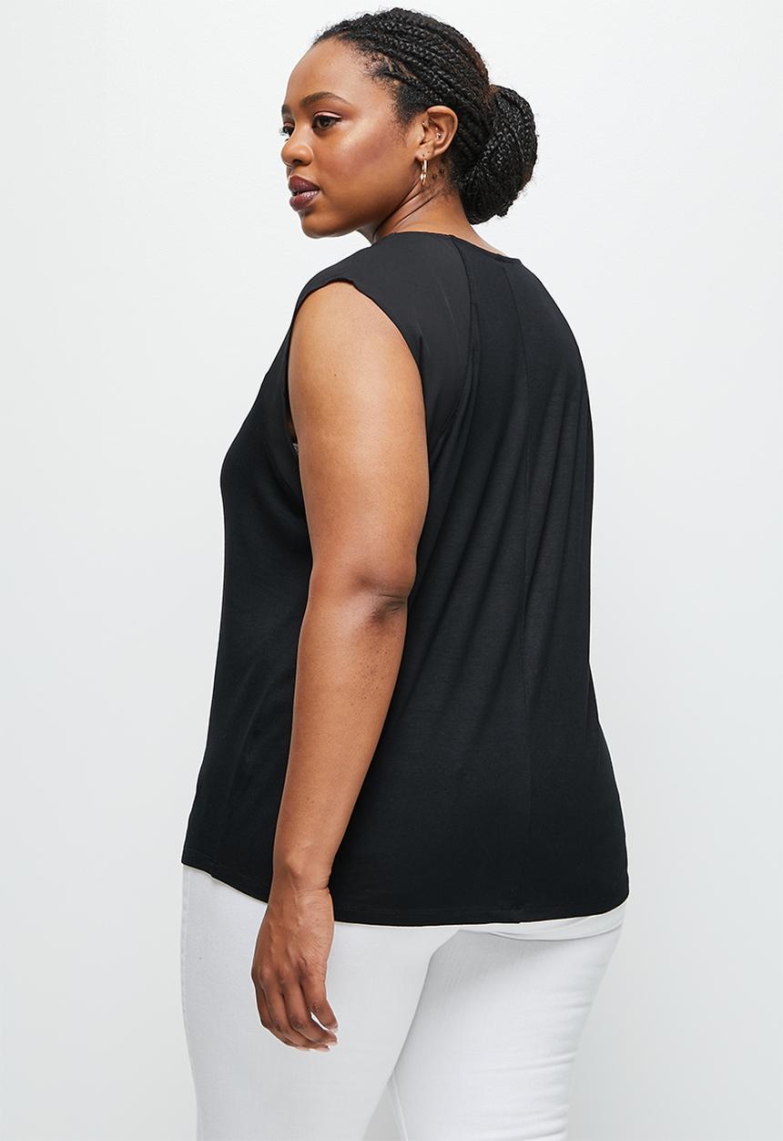 edit Plus - Chiffon combo tee - black