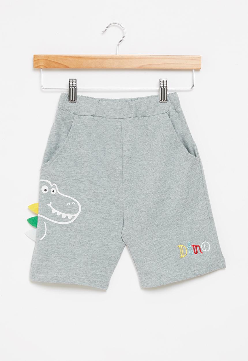 Pop Candy - Boys dino fleece shorts - grey 