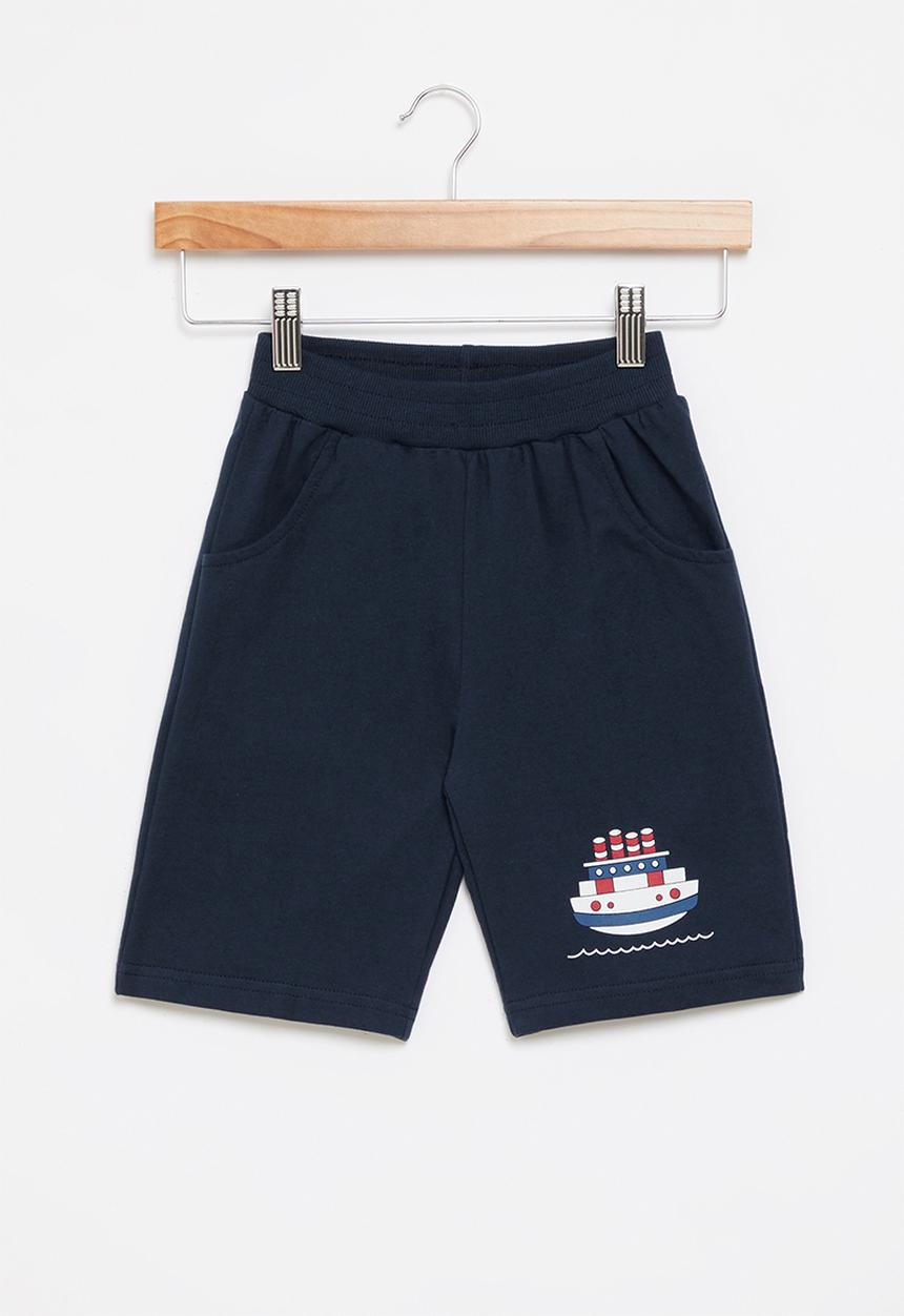 Pop Candy - Boys printed fleece shorts - navy