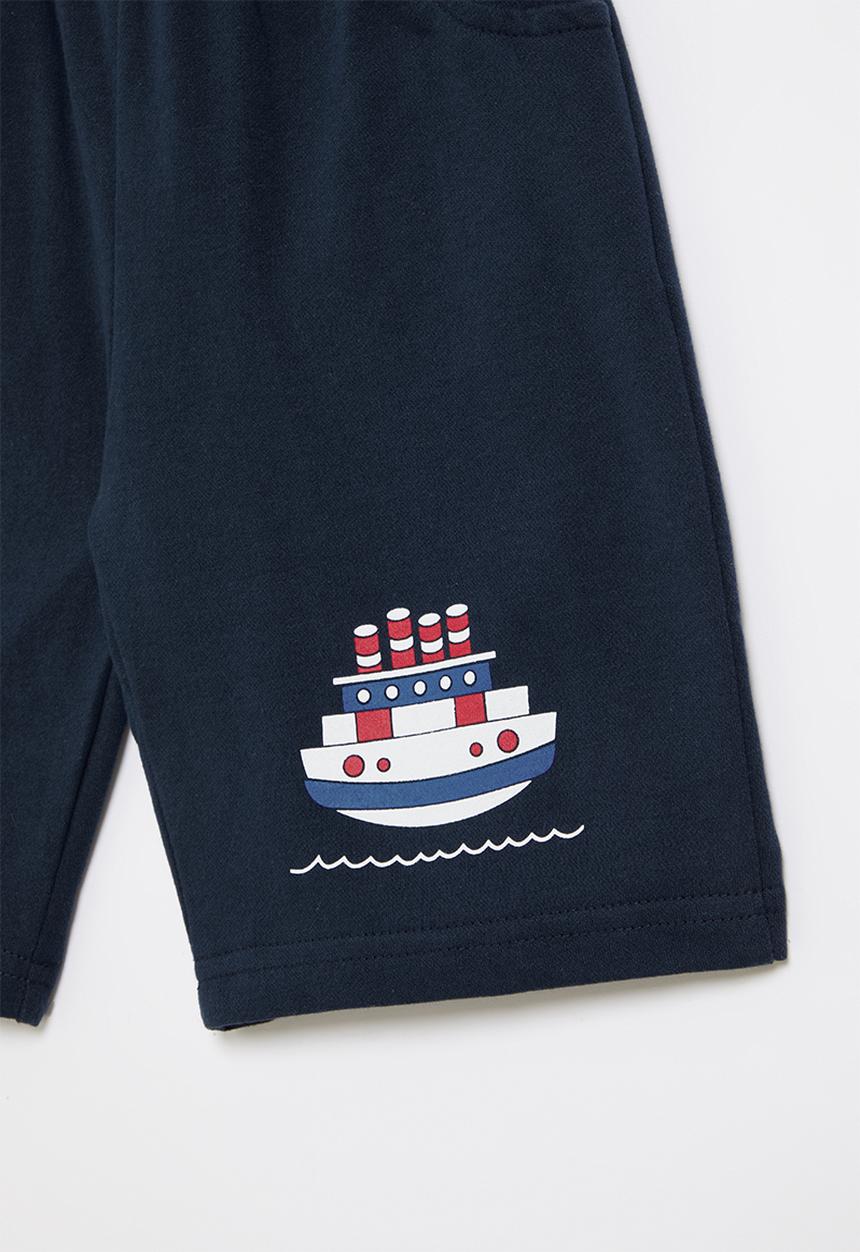 Pop Candy - Boys printed fleece shorts - navy