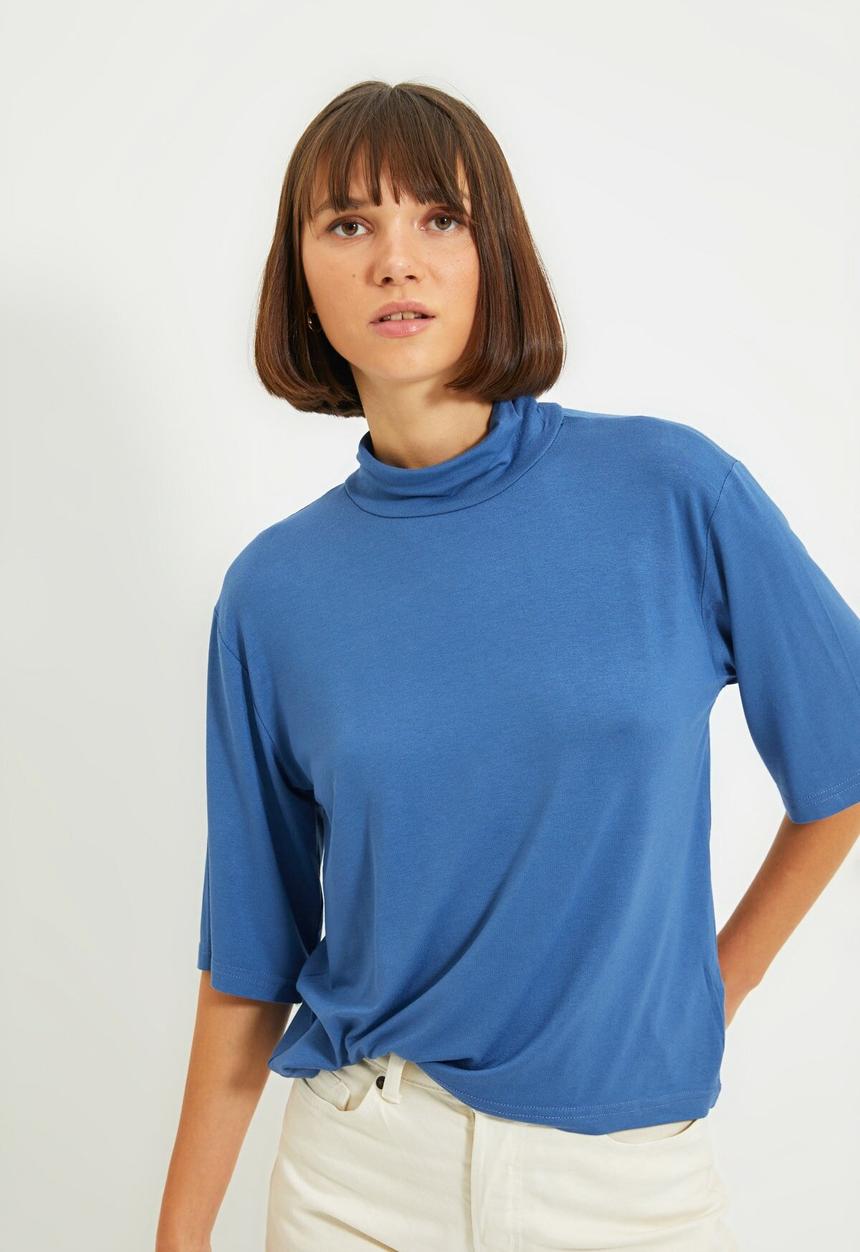 Trendyol - High collar knit top - indigo
