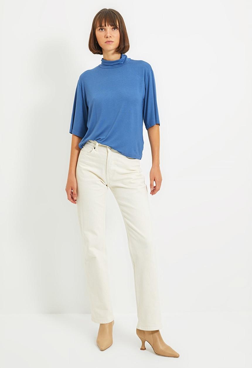 Trendyol - High collar knit top - indigo