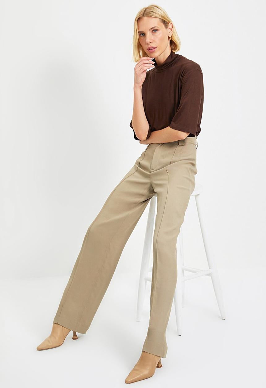 Trendyol - Stand up collar knitted top - brown