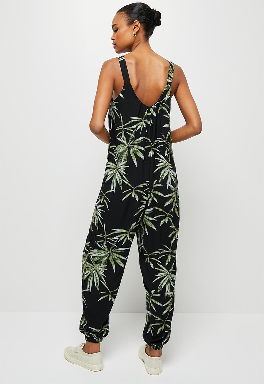 edit - Ruched neck oversized jumpsuit - night foliage